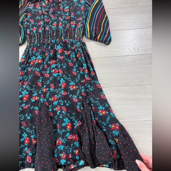 Betsey Johnson New York Vintage 90s Silk Floral Long Sleeve Dress - Picture 5 of 12